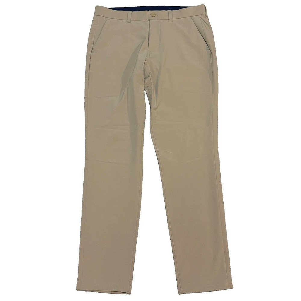 Mizzen+Main Men's 34x32 Slim Helmsman Chino Performance Stretch Pants Khaki.
